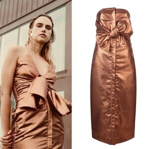 Kamperett‎ Vuelo Copper Jacquard Strapless Dress